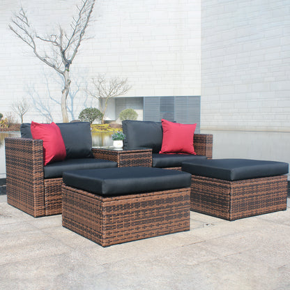 Denzel Bennett 5 Piece Garden Modular Conversation Sofa Set