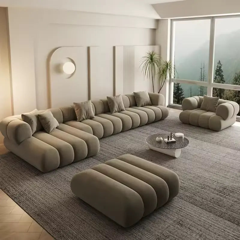 Giovanni Galli Contemporary Velvet Modular Sofa - Nordic Tech Fabric