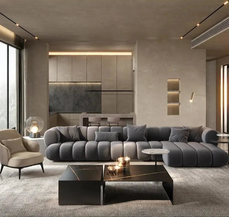 Giovanni Galli Contemporary Velvet Modular Sofa - Nordic Tech Fabric